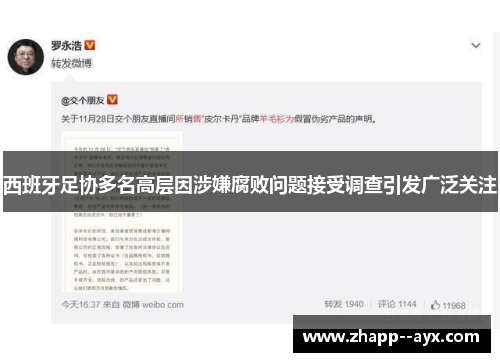 西班牙足协多名高层因涉嫌腐败问题接受调查引发广泛关注 西班牙足协多名高层因涉嫌腐败问题接受调查引发广泛关注